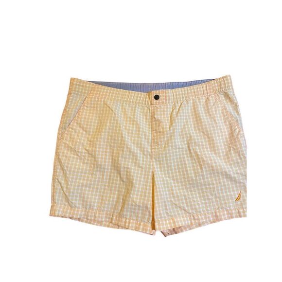 Nautica, men’s orange and white checkered swimwear/swim trunks size 42 - Picture 2 of 4
